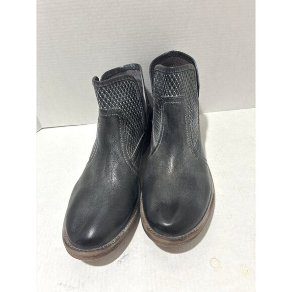 Women's Roan Gray Distressed Winter Fall Leather Ankle Boot Bootie Size 9-9.5 - Picture 2 of 9